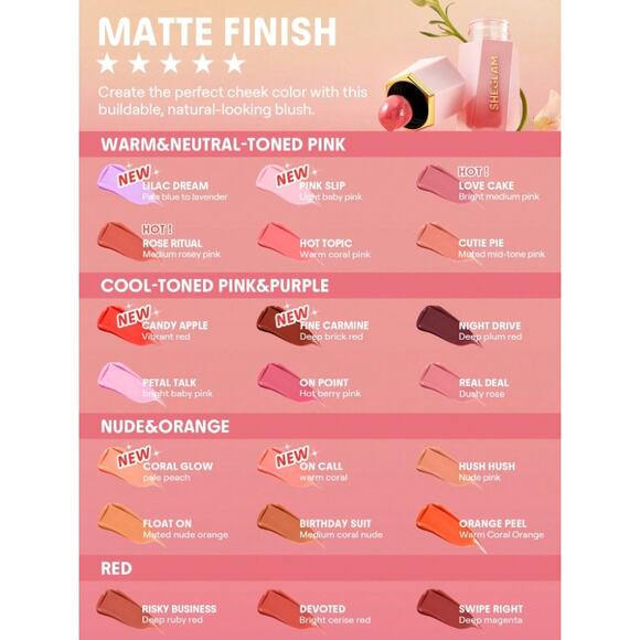 SHEGLAM Liquid Blush “On Point” | Hot Berry Pink | Matte Gel-Cream Formula - Picture 7 of 11